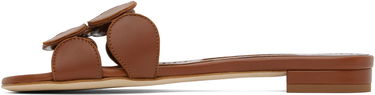 Pокля Manolo Blahnik Manolo Blahnik Haribalmuflat Leather Scalloped Slides Кафяво | 424-1839, 2