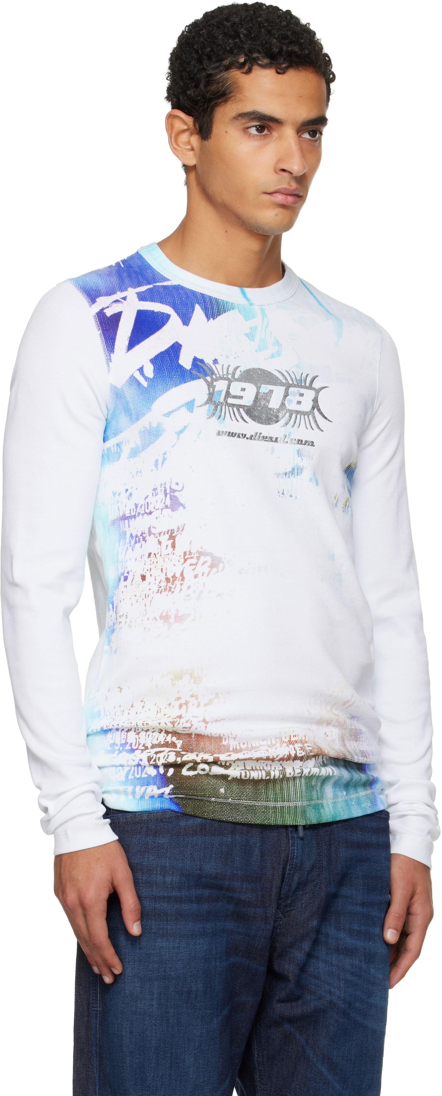 Тениска Diesel Long Sleeve Abstract Graphic T-shirt Многоцветен | A19435-0JEAI-141A, 1