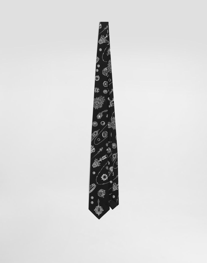 Аксесоари Dolce & Gabbana Dolce & Gabbana Silk Tie with Jewelry Print Черно | GT147EG0TJ8HN5QP