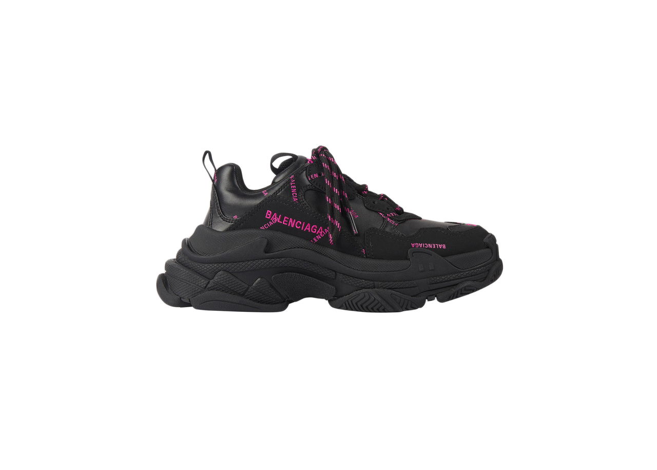 Кецове и обувки Balenciaga Triple S Allover Logo Black Pink W Черно | 524039W2FA11050, 0