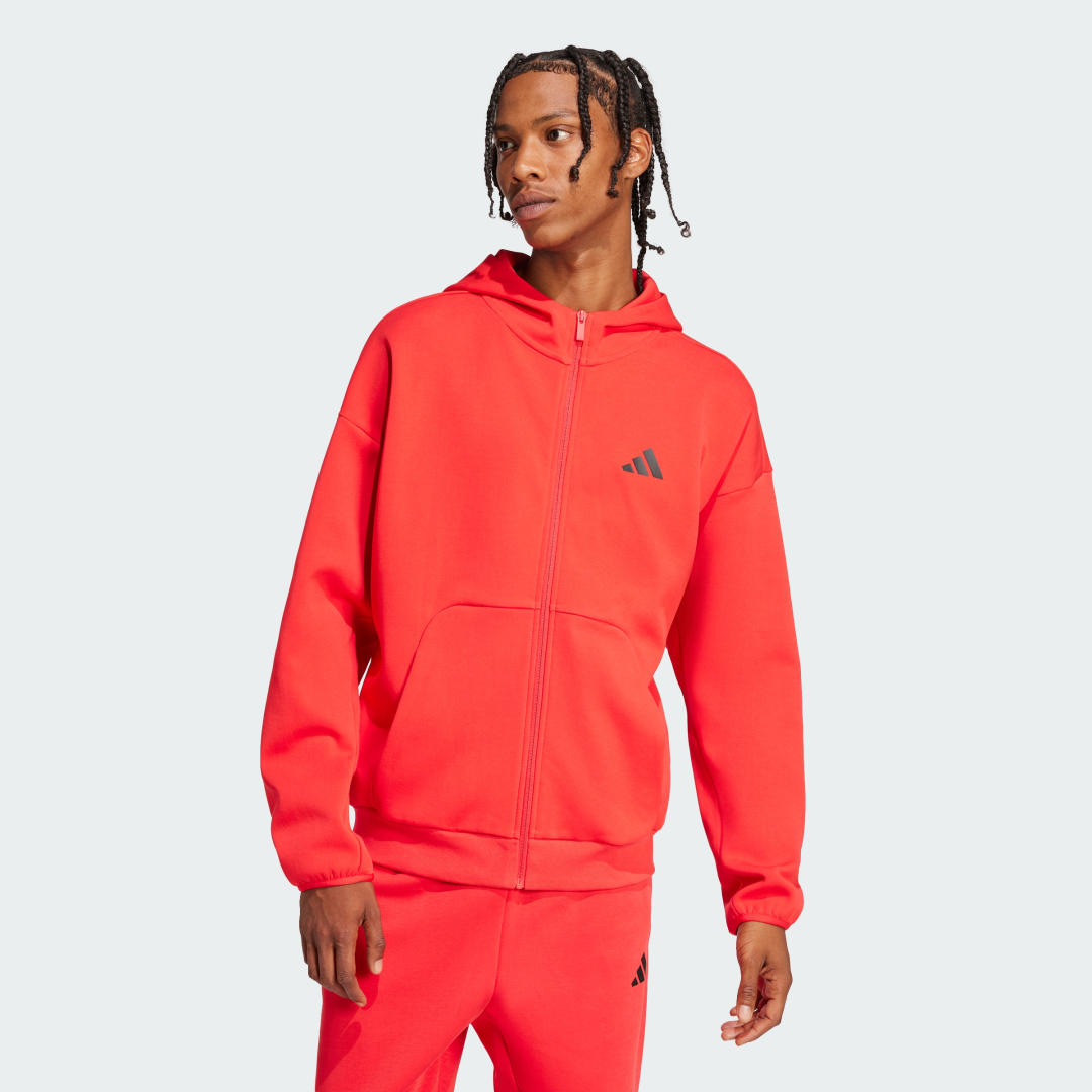 Суитчър adidas Performance Future Icons Small Logo Full-Zip Hoodie Червено | JD4946, 0