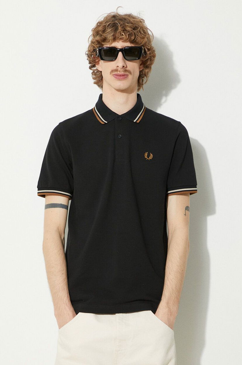 Поло тениска Fred Perry Twin Tipped Shirt Черно | M12.U57