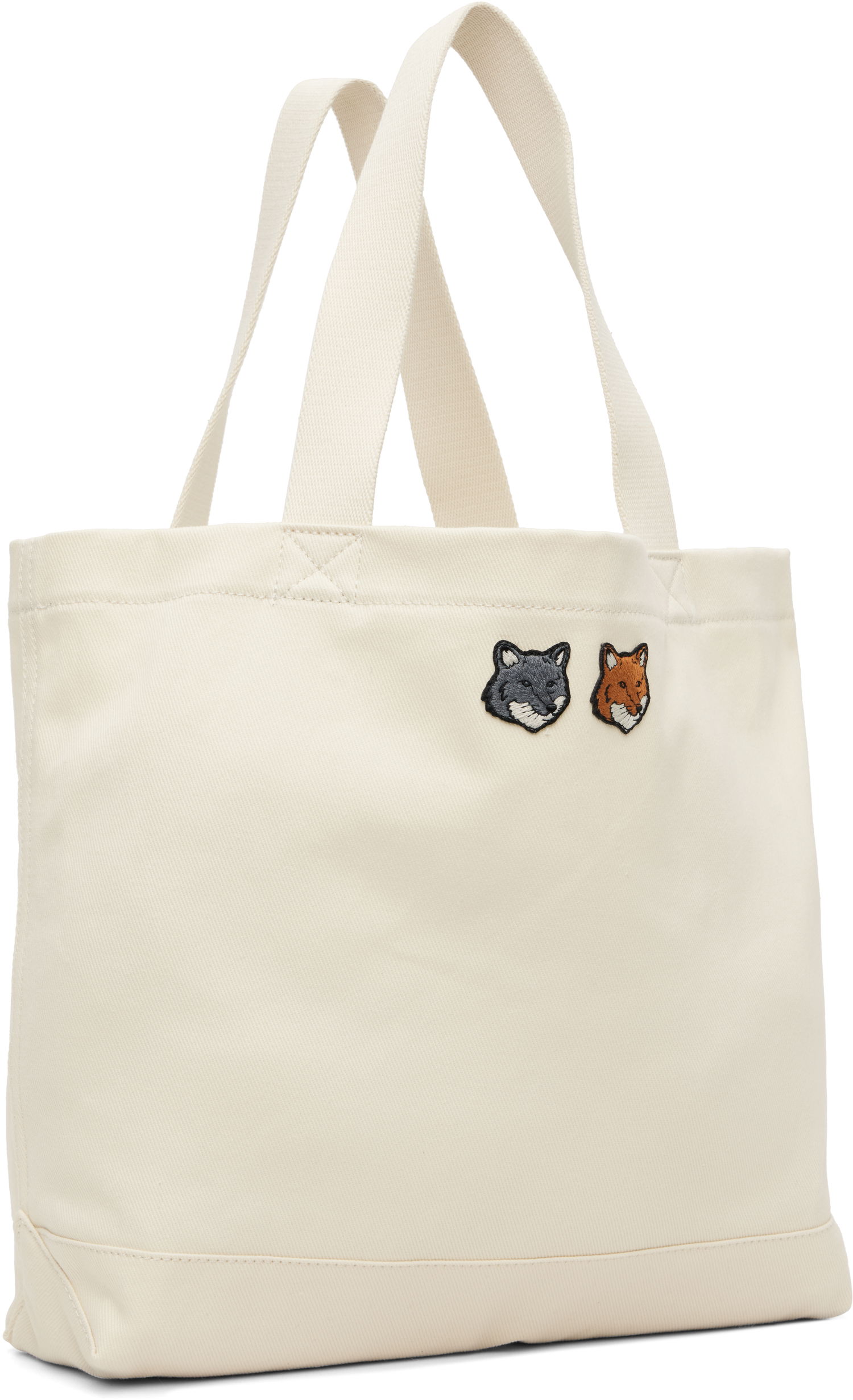 Голяма пазарска чанта MAISON KITSUNÉ Maison Kitsuné Double Fox Head Tote Bag Бяло | OW511CFWW0096, 1