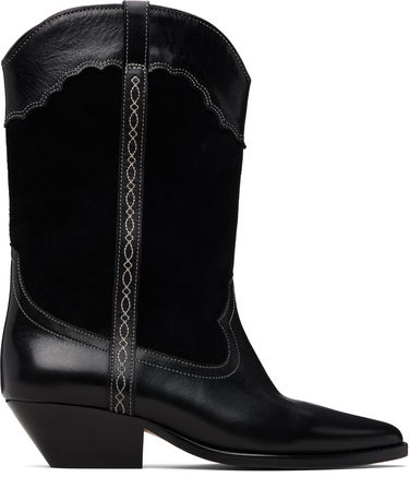 Кецове и обувки ISABEL MARANT Isabel Marant Duerto Western-Style Leather and Suede Boots with Contrast Stitching Черно | BO0003FD-D1A25S, 0