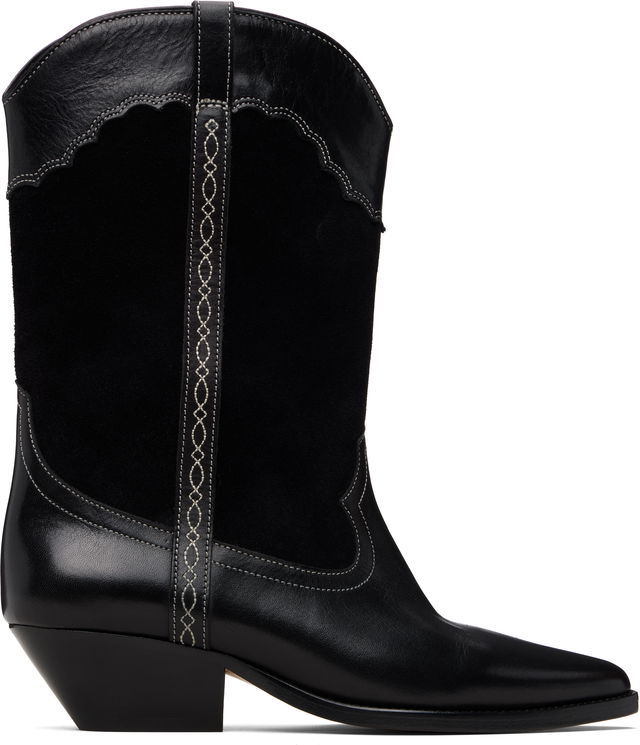Isabel Marant Duerto Western-Style Leather and Suede Boots with Contrast Stitching