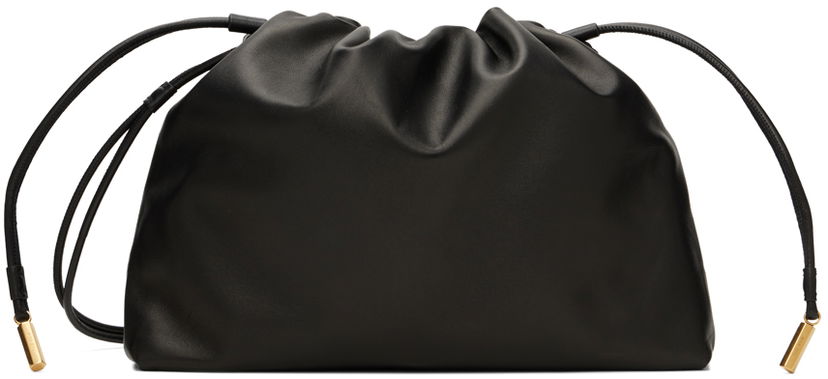 Дамска чанта The Row Black Leather Drawstring Pouch Bag Черно | W1620-L108