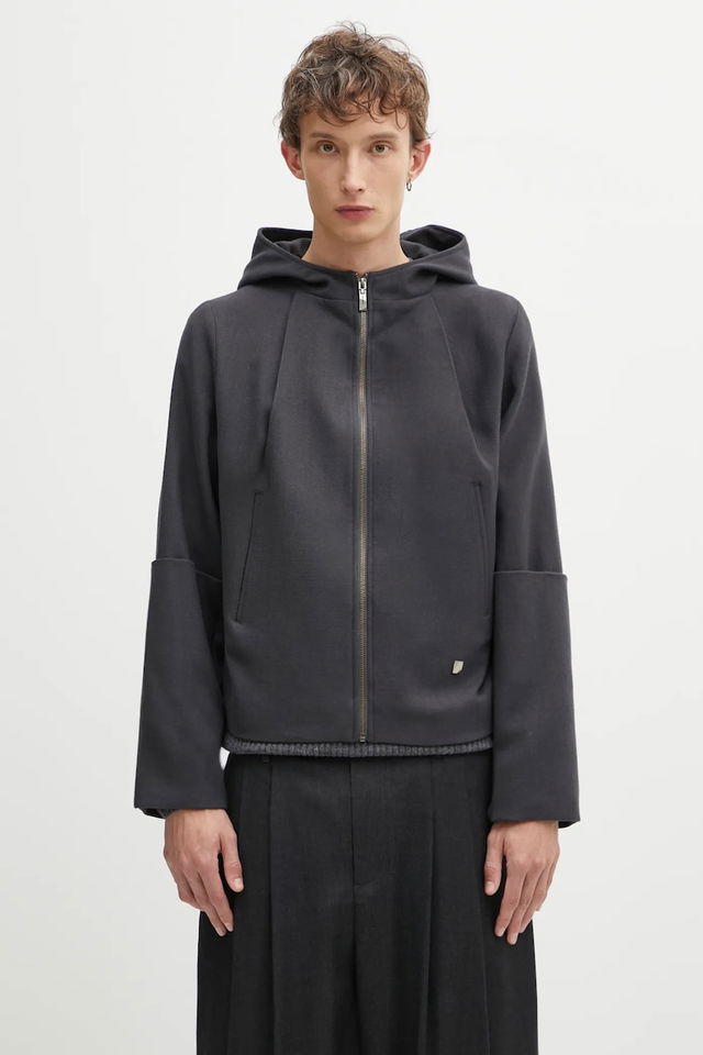 Wool transitional hooded jacket