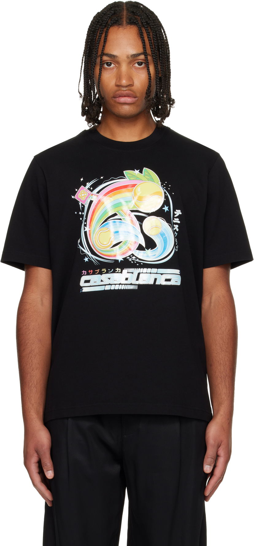 Тениска Casablanca Manga Tennis Ball Short Sleeve T-shirt Черно | M-AW25-JTS-001-08