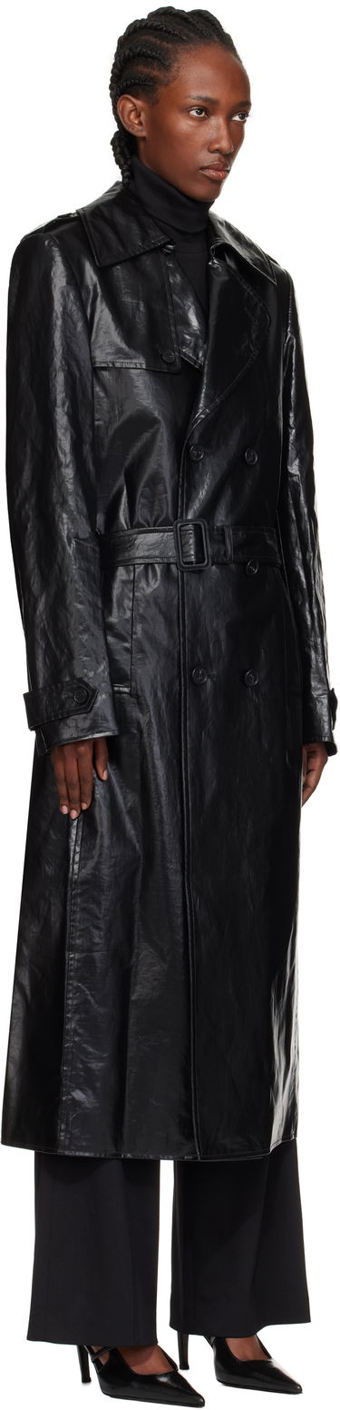 Палта Maison Margiela MM6 Maison Margiela Shiny Coated Linen Coat Черно | SH2AH0011 M35617, 4