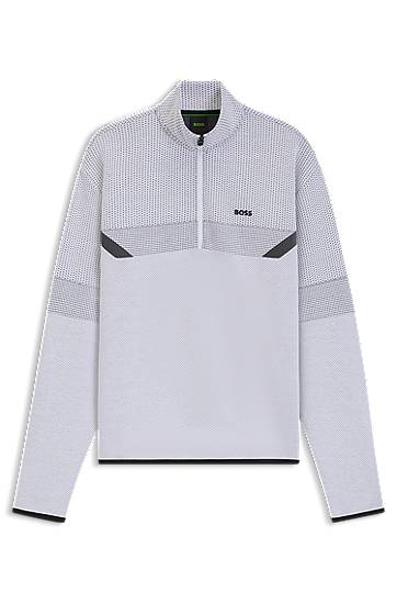 Пуловер BOSS Relaxed Fit Zip Neck Sweatshirt Сиво | 50543144