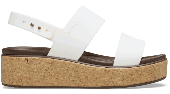 Кецове и обувки Crocs Brooklyn Cork Low Wedge Sandals Бяло | 211144-0WV, 0