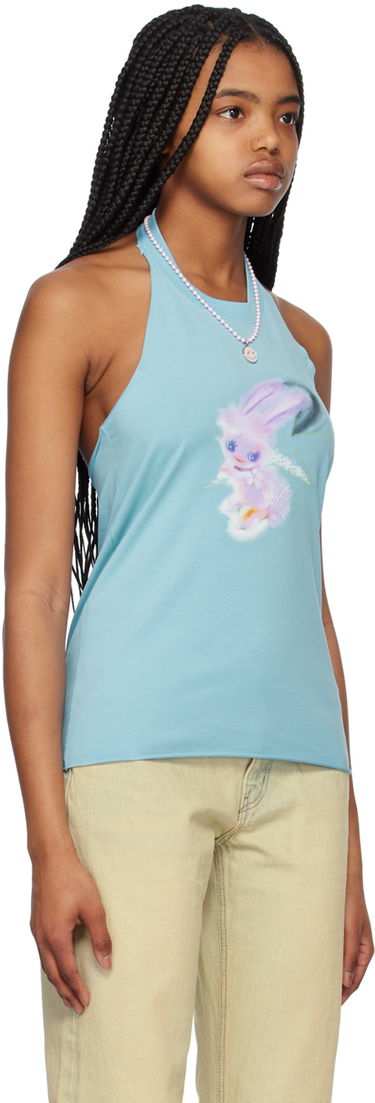 Потник We11done Halter Graphic Tank Top Тюркоазено | WD-TT1-23-738-W-SK, 1