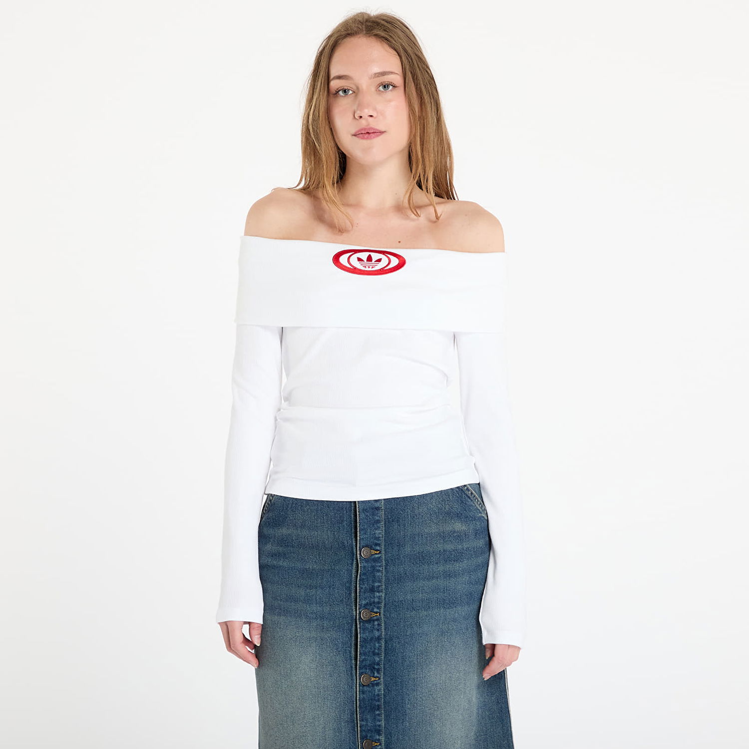 Пуловер adidas Originals adidas Originals Off Shoulder Long Sleeve Top Бяло | KA2691, 0