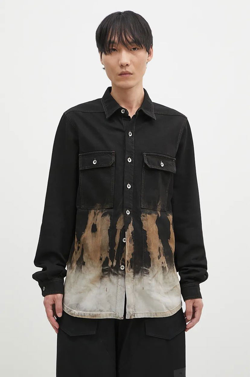 Риза Rick Owens Oversize Shirt Черно | DU02D2755.BSUN