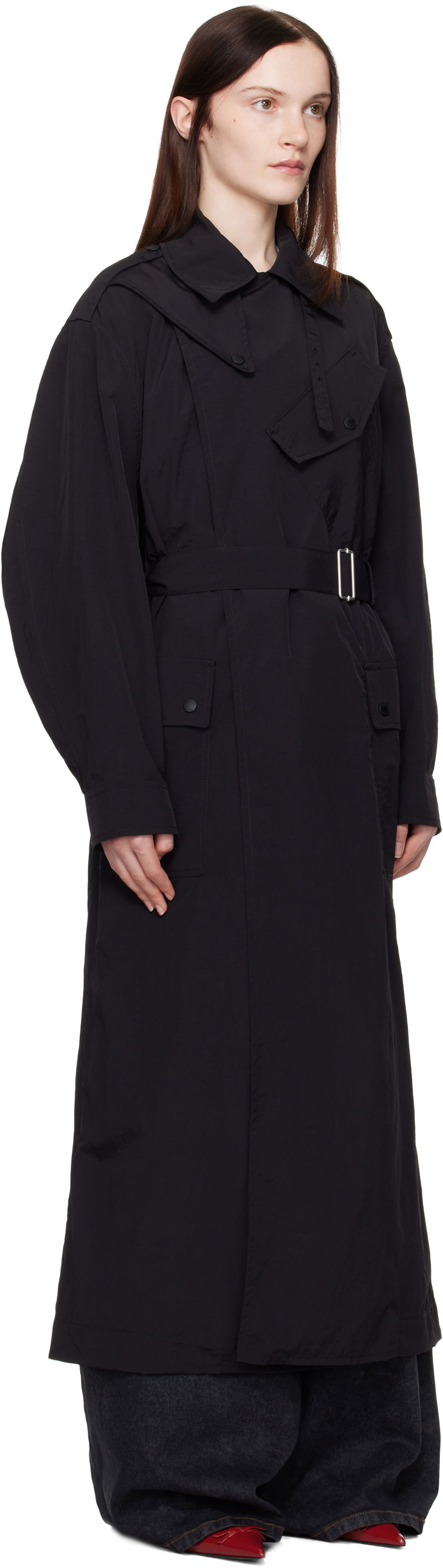 Тренчкот KENZO Kenzo Paris Kimono Sleeves Long Trench Coat Черно | FF52MA2249OK, 1