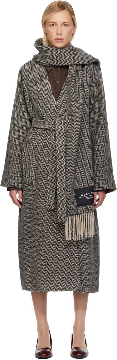 Палта Max Mara Weekend Zenica Herringbone Belted Coat with Scarf Сиво | 2525016042600, 0