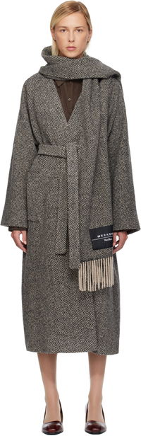 Weekend Zenica Herringbone Belted Coat with Scarf