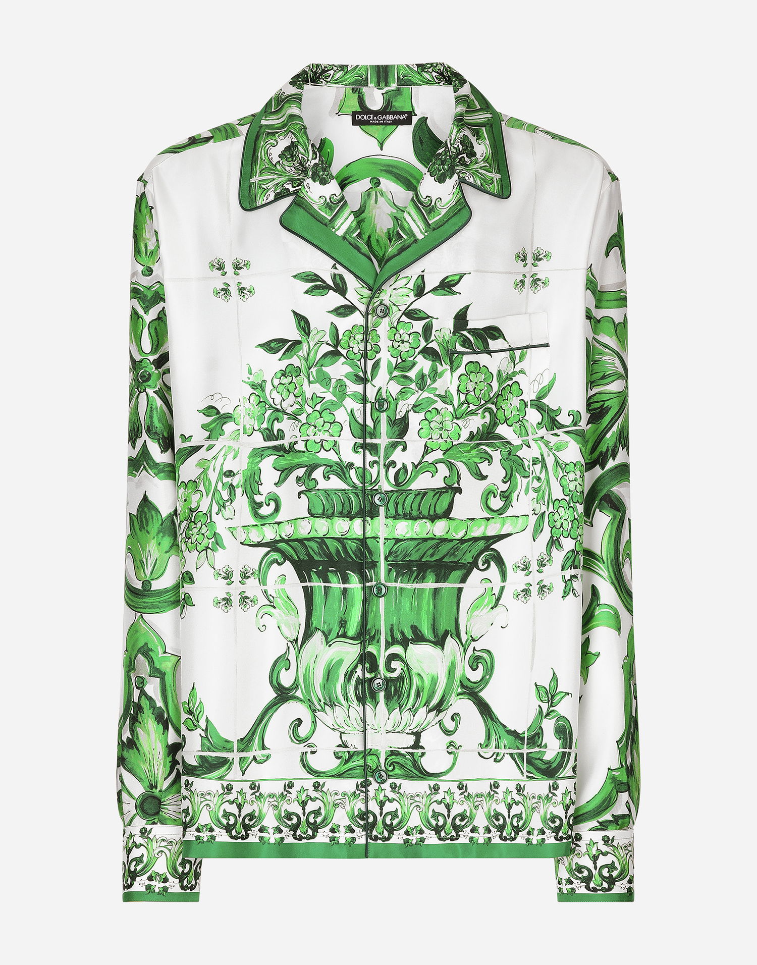 Риза Dolce & Gabbana Majolica Print Silk Twill Shirt Бяло | G5IF1THI1SVHV3TN, 0