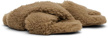 Облекло Yves Salomon Yves Salomon Curly Merino Slippers Кафяво | 25W23WAA162XXMECL, 3