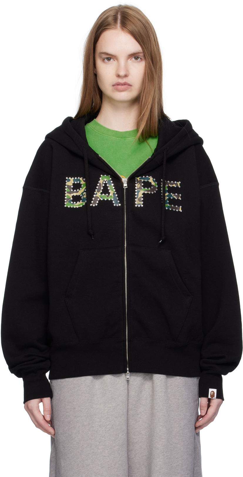 Суитчър BAPE ABC Camo Crystal Logo Wide Hoodie Черно | 001ZPL302005L