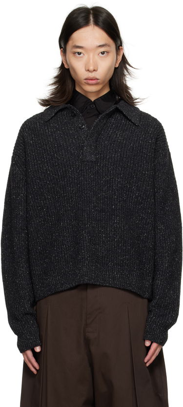 Пуловер sage NATION SAGE NATION Knit Polo Sweater Черно | S098 POLO WOOL SPECKLED CHARCO, 0