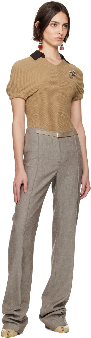 Пуловер Tory Burch Tory Burch Short Sleeve Knit Polo Бежово | 173370-965, 4