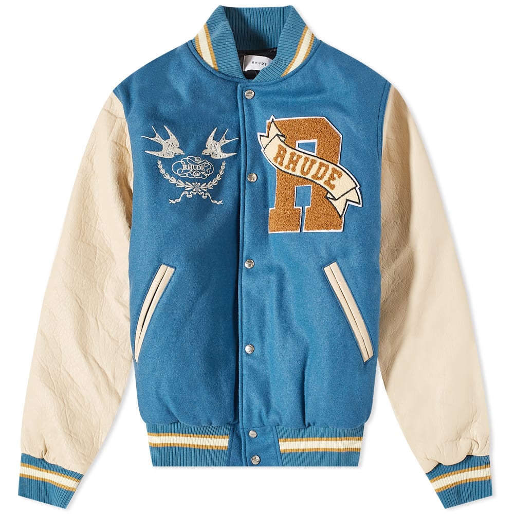 Яке бомбър Rhude Rhude Sparrow Varsity Jacket Синьо | RHFW22JA38609048, 0