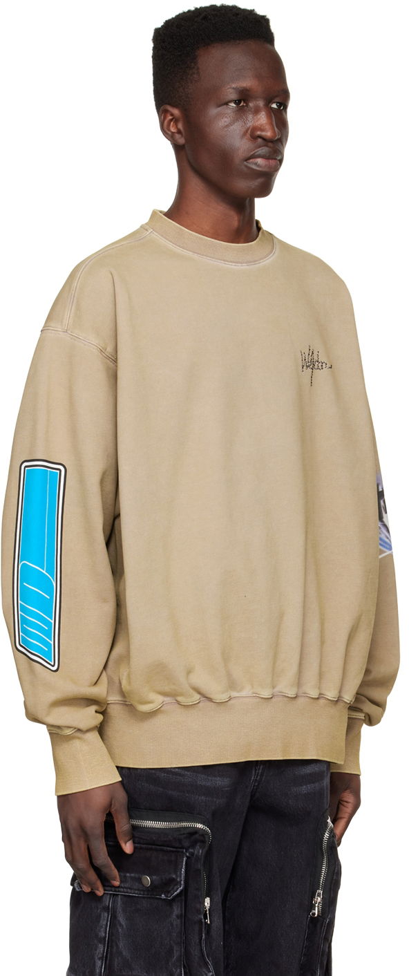 Пуловер We11done We11done Graphic Print Cotton Sweatshirt Бежово | WD-TS1-22-667-U-KK, 1