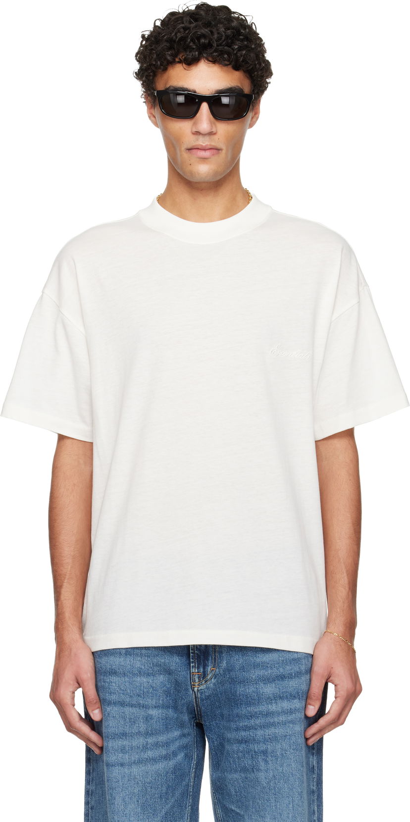 Тениска Fear of God ESSENTIALS Holiday Embroidered Essential T-shirt Бяло | 125HO254282F