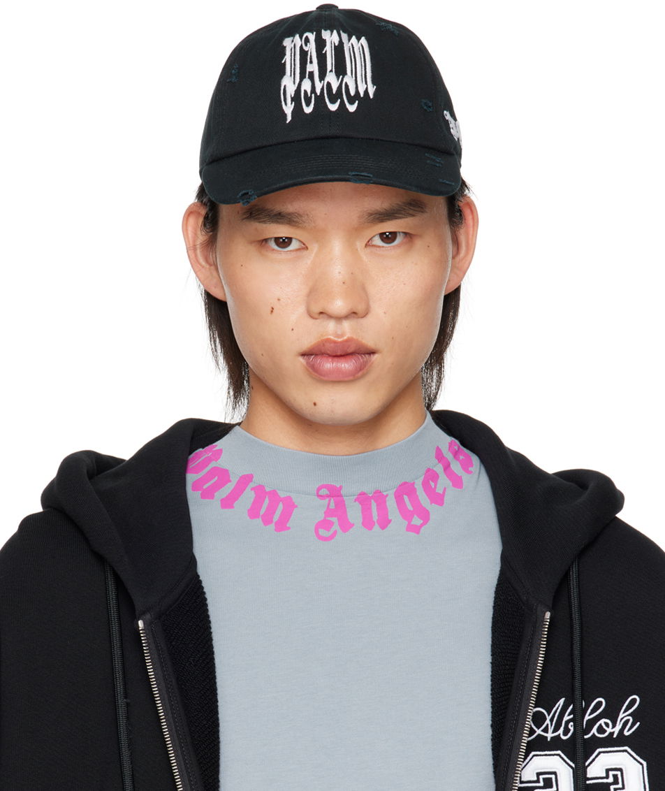 Шапка с козирка Palm Angels Black Gothic Logo Cap Черно | PMLB104F24FAB0021001, 0