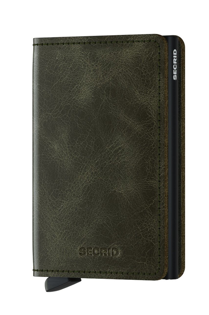 Портфейл Secrid Leather Wallet Зелено | SV.OliveBlack, 0
