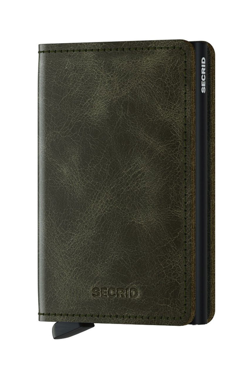 Портфейл Secrid Leather Wallet Зелено | SV.OliveBlack