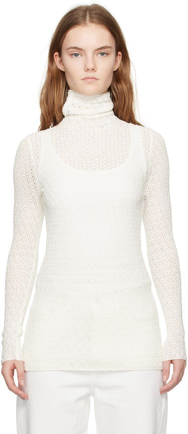 Пуловер TOTEME TOTEME Semi-Sheer Turtleneck Бяло | 242-WRT1776-YA0040, 0