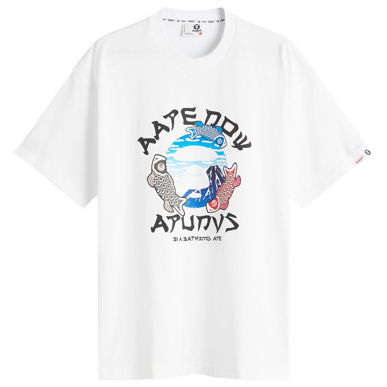 Тениска AAPE by A Bathing Ape AAPE Koi Fish Graphic Tee, Size Large Бяло | AAPTEM1637XX-WHT, 1