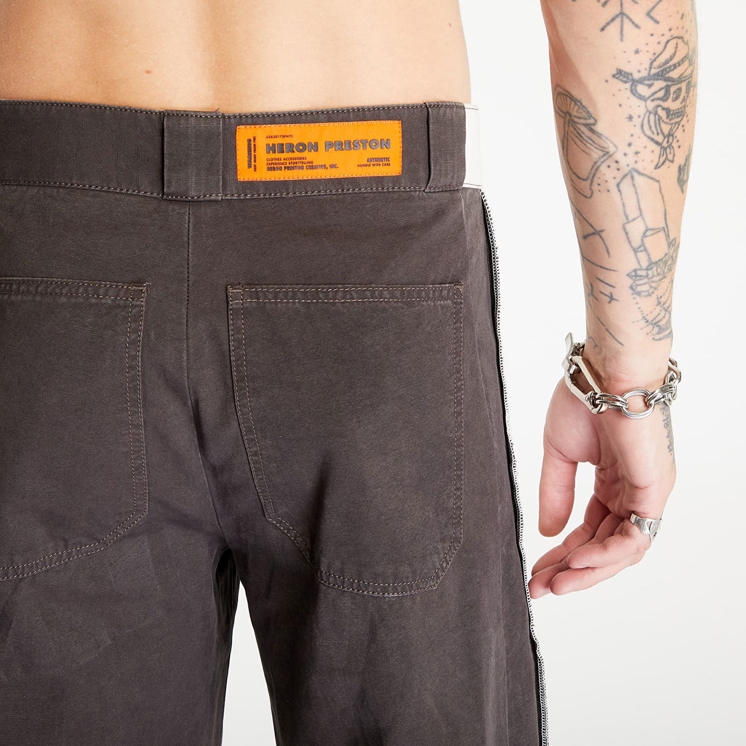 Панталони HERON PRESTON Vintage Wash Canvas Trousers Кафяво | HMCG010F23FAB0036000, 1