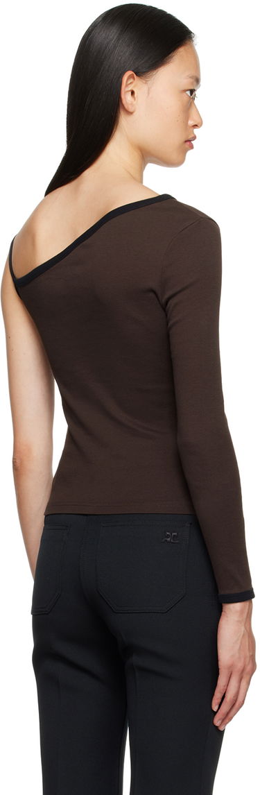 Тениска Courrèges Single-Shoulder Slim-Fit T-Shirt Кафяво | 323JTO209JS0070, 2