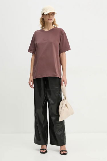 Тениска Nanushka Brown Cotton T-Shirt Лилаво | NU24PFSH03578, 1