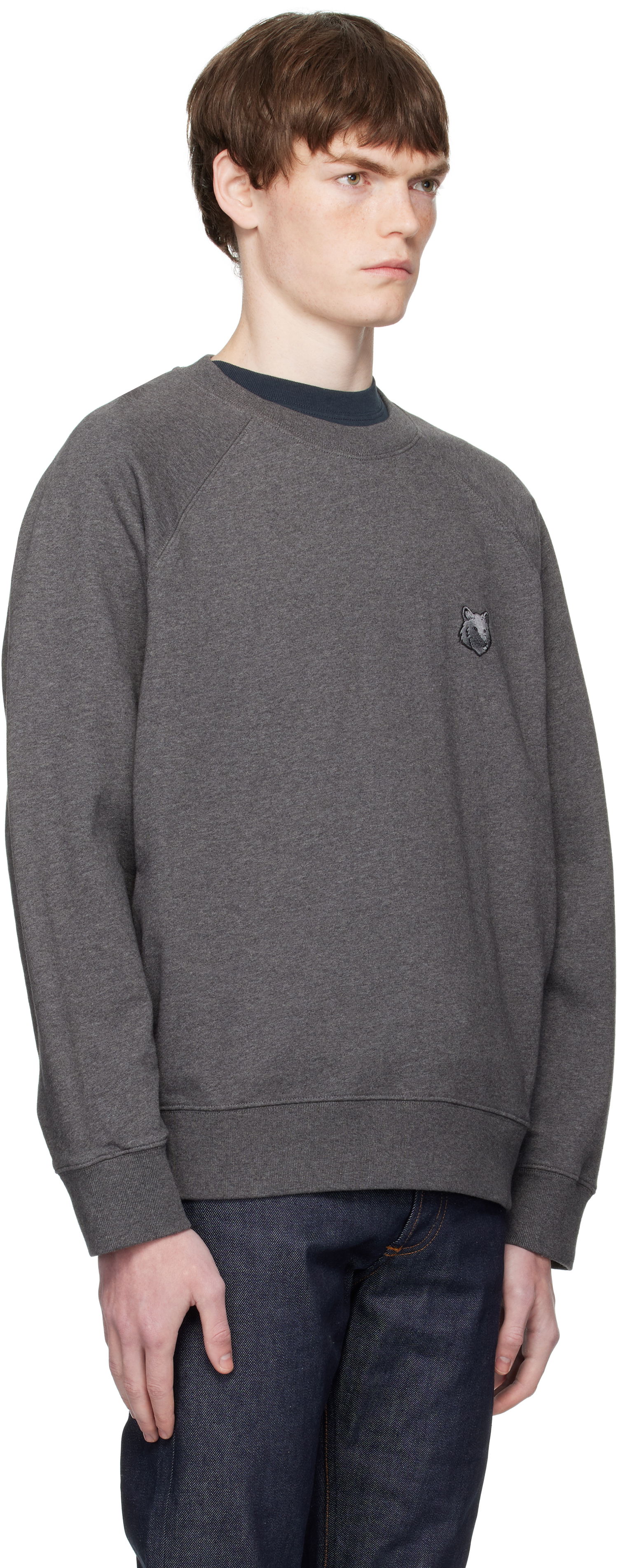 Суитчър MAISON KITSUNÉ Maison Kitsuné Fox Head Patch Oversize Sweatshirt Сиво | PM00306KM0340, 1
