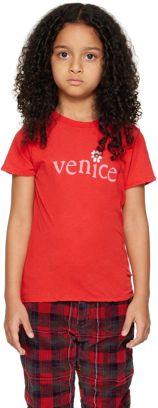 Тениска ERL ERL Kids 'Venice' T-Shirt Червено | ERL05KT006, 0