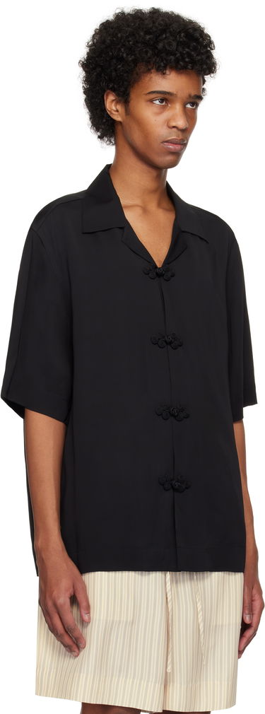 Риза Róhe Róhe Knotted Button Short Sleeve Shirt Черно | 314-19-083, 1