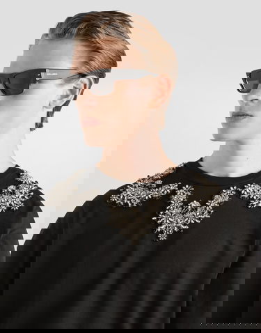 Тениска Dolce & Gabbana Jersey T-shirt with Crystal Embellishment Черно | G8PB8ZHU7SDN0000, 3