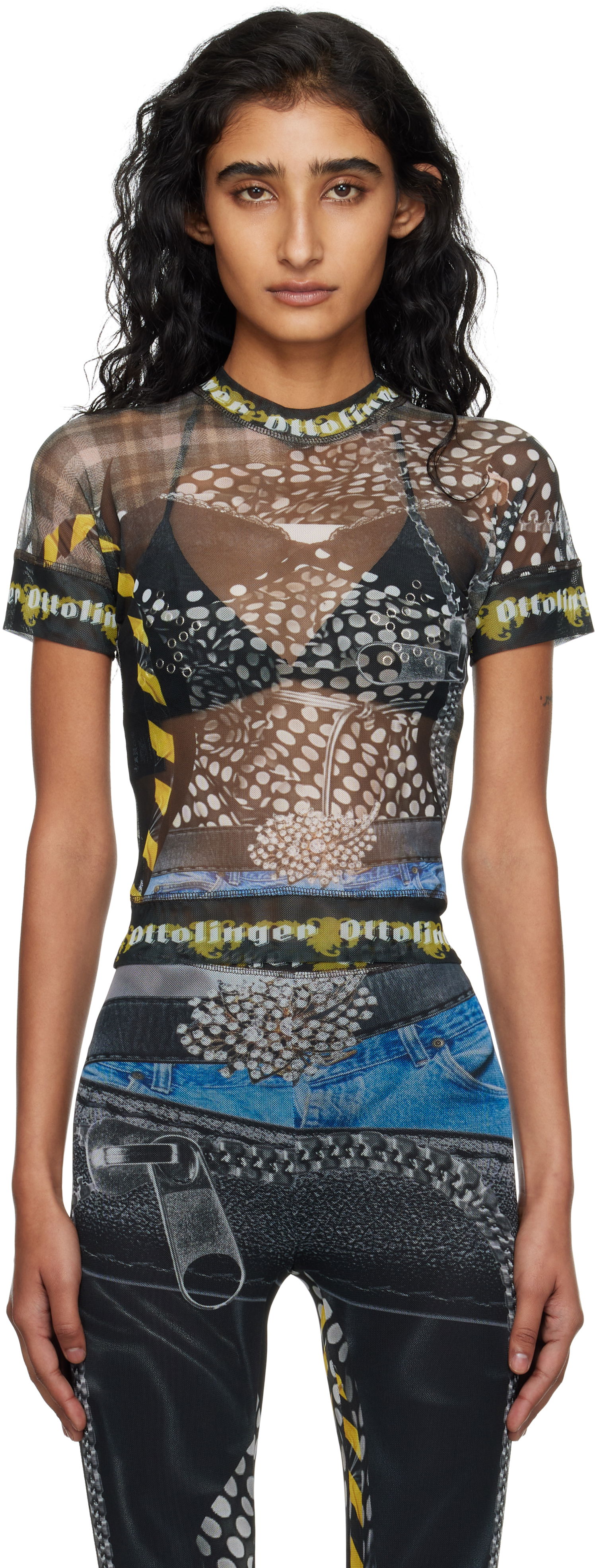Тениска Ottolinger Ottolinger Mesh Print T-Shirt Черно | 101-100401-04, 0