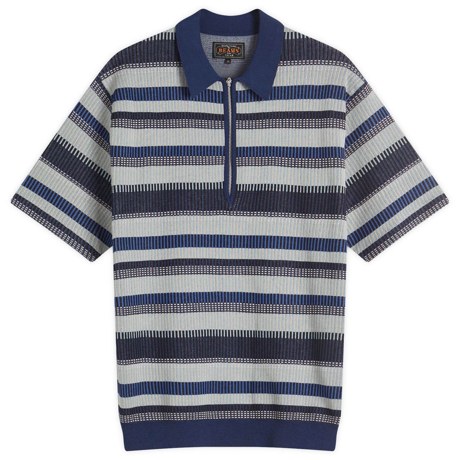 Поло тениска BEAMS Men's Half Zip Knit Polo Shirt Синьо | 3802-0049-156-79, 1