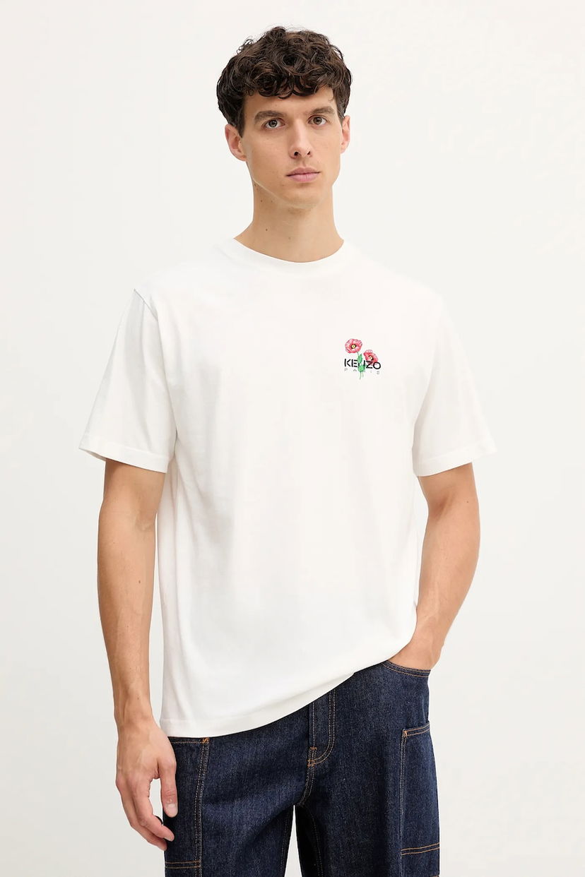 Тениска KENZO Kenzo Floral Applique T-Shirt Бяло | FF65TS2594SG