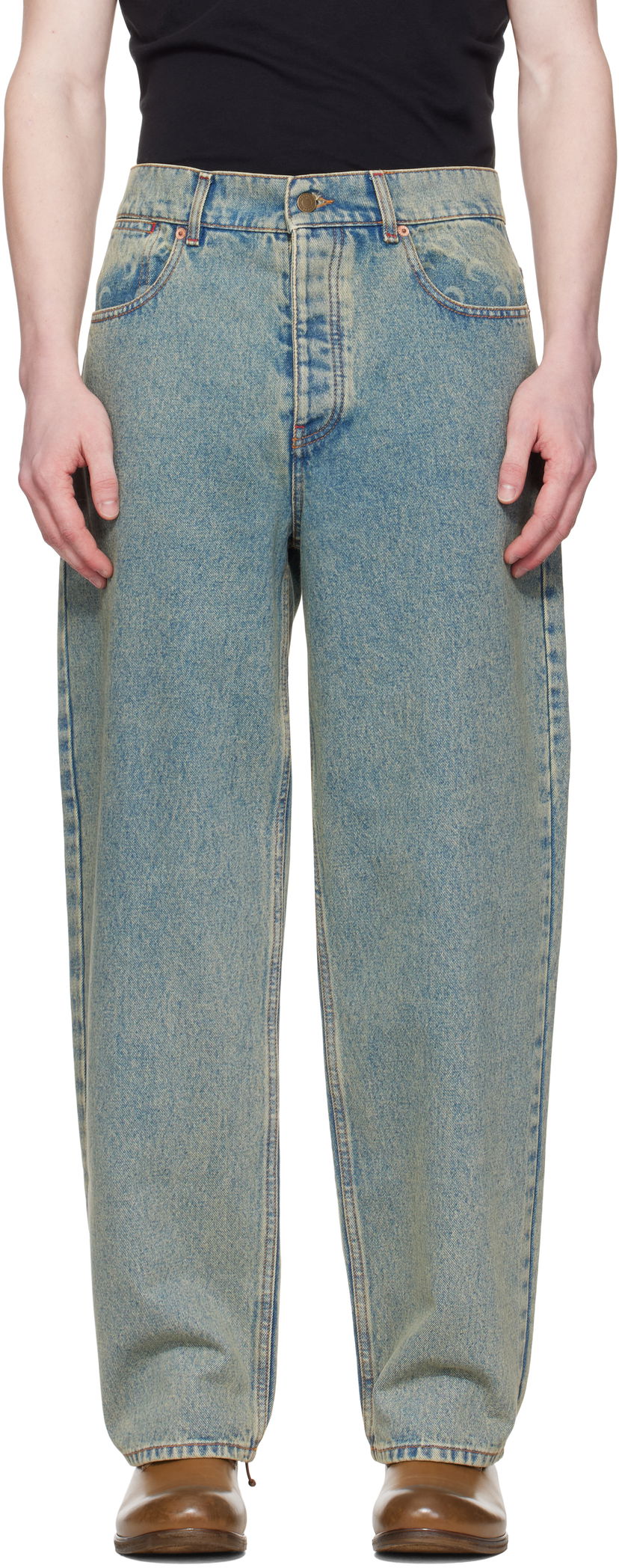 Дънки Marine Serre Marine Serre Moon Laser Baggy Jeans Синьо | MPA070A CDEN0003