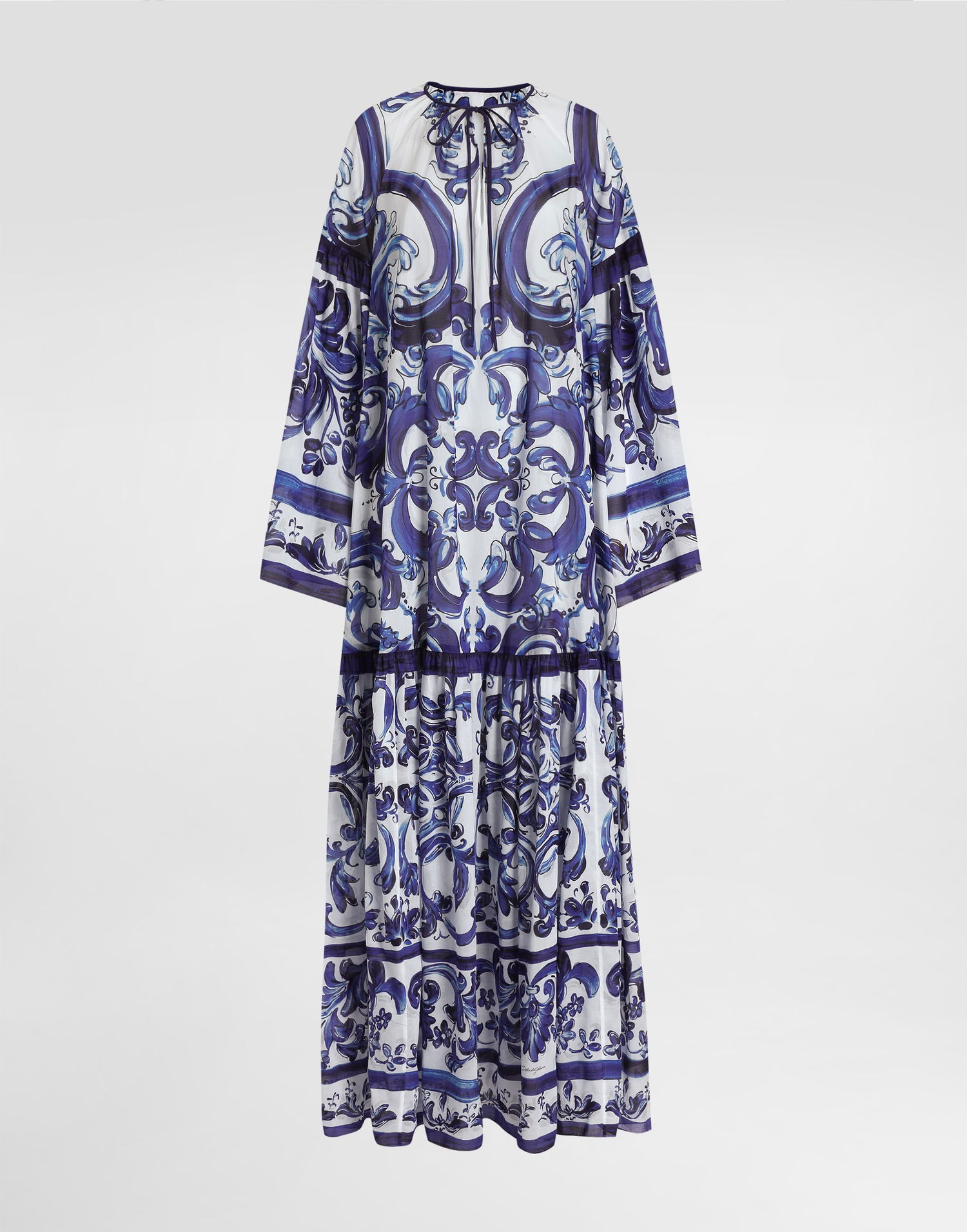 Pокля Dolce & Gabbana Dolce & Gabbana Majolica-Print Cotton Dress Синьо | I6KH5WFI5NFHB5DQ, 0