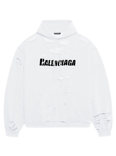 Суитчър Balenciaga Caps Destroyed Oversize Fit Hoodie Бяло | 659403TKVB69040