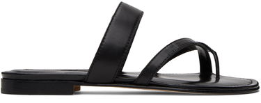 Аксесоари Manolo Blahnik Manolo Blahnik Susa Leather Toe-Ring Sandals Черно | 418-0317, 0
