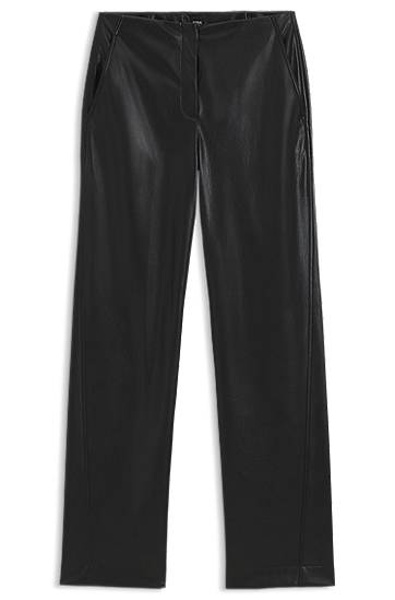 Faux Leather Straight-Leg Trousers