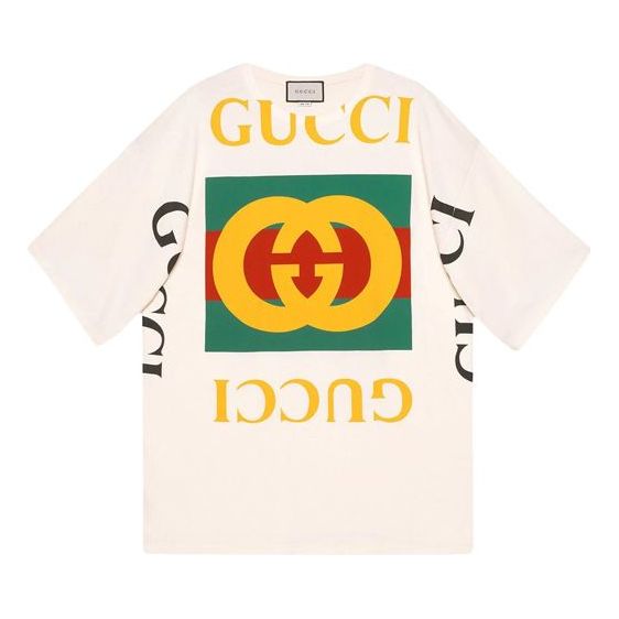 Тениска Gucci Gucci Retro Logo Short Sleeve T-Shirt Бяло | 539080-XJA9C-7136